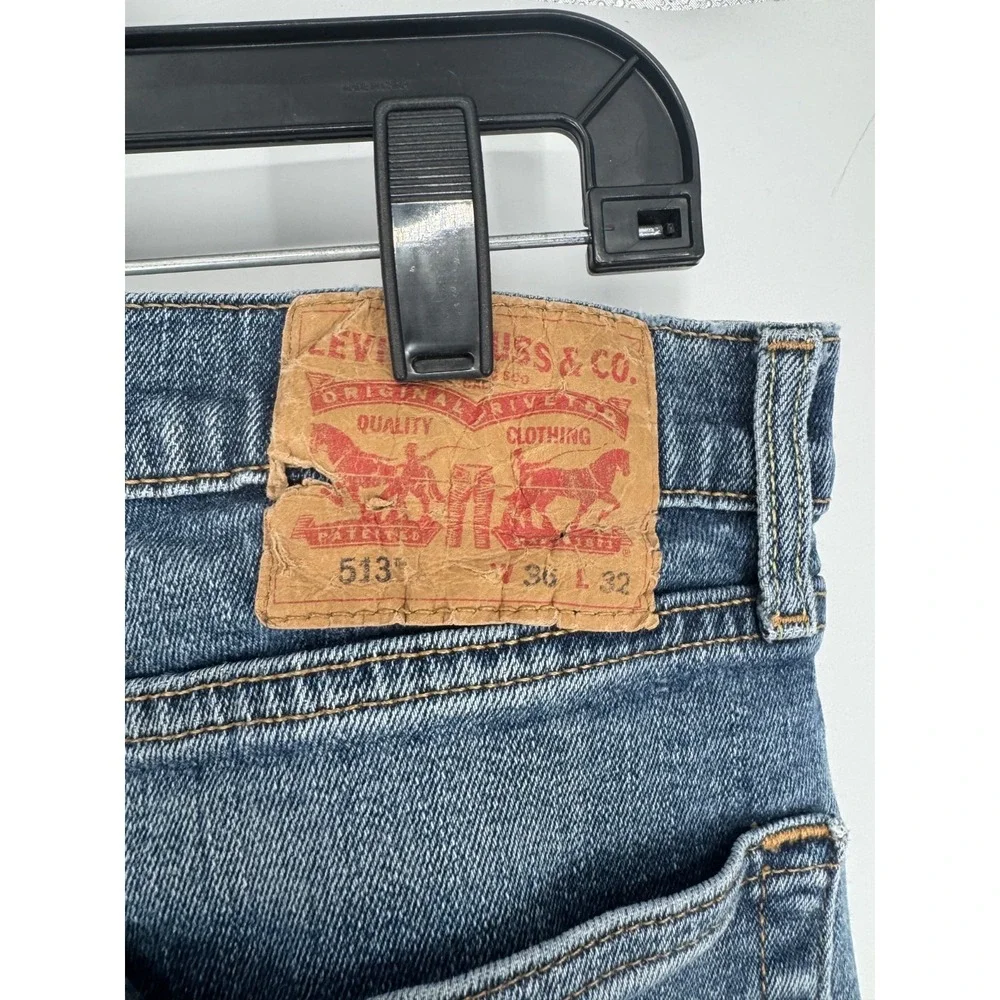 Levis Slim Fit Straight Leg 513 Jeans Mens 36x30 Blue Denim Cotton Light Wash